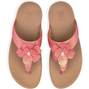 FitFlop Women’s Lottie Corsage Wedge-Heel Thong Sandal - Heather Pink - 11 - NIB